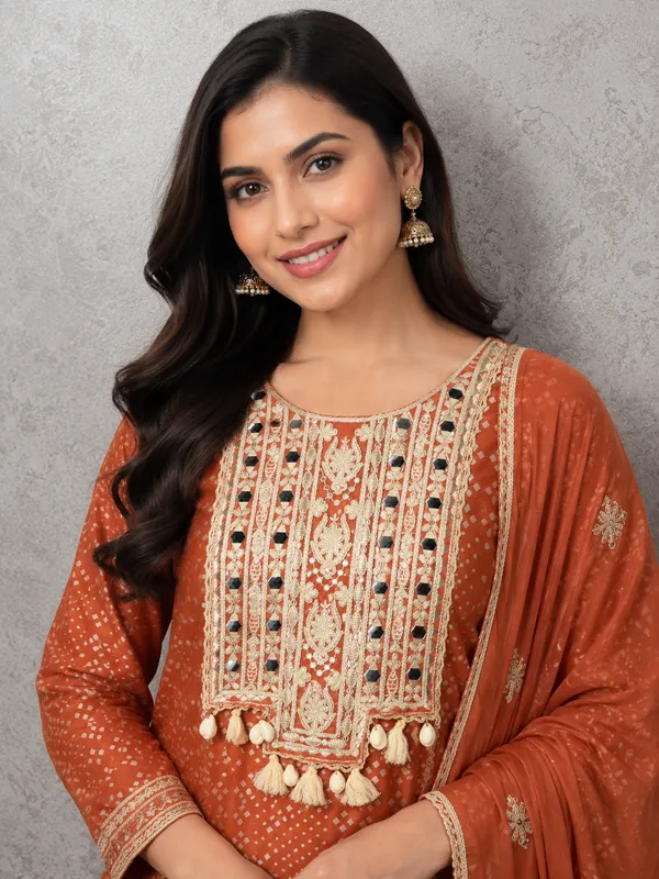 Rust_&_Peach_Mul_Cotton_Kurta_Set_For_Women
