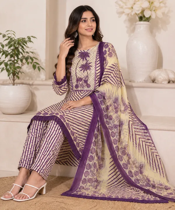 Purple_Cotton_Kurta_Set_For_Women
