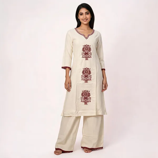 White_Khadi_Kurta_Set_For_Women
