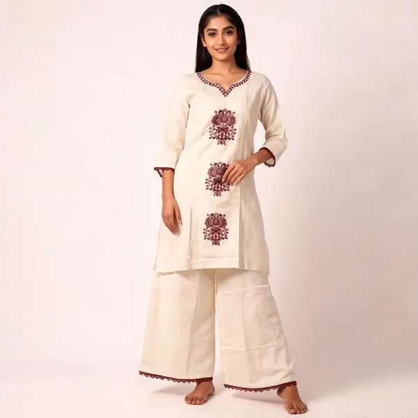 White_Khadi_Kurta_Set_For_Women