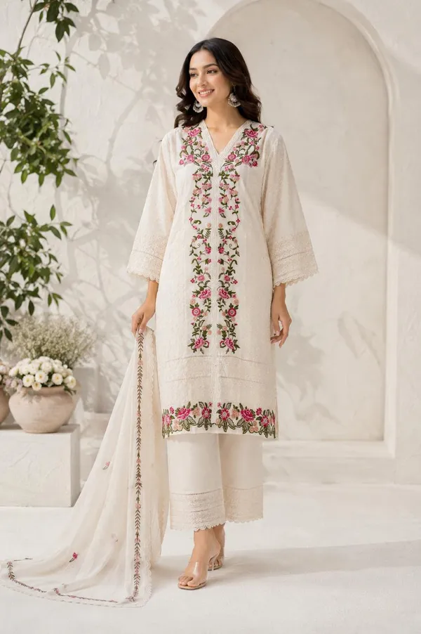 White_Kota_Cotton_Kurta_Set_For_Women
