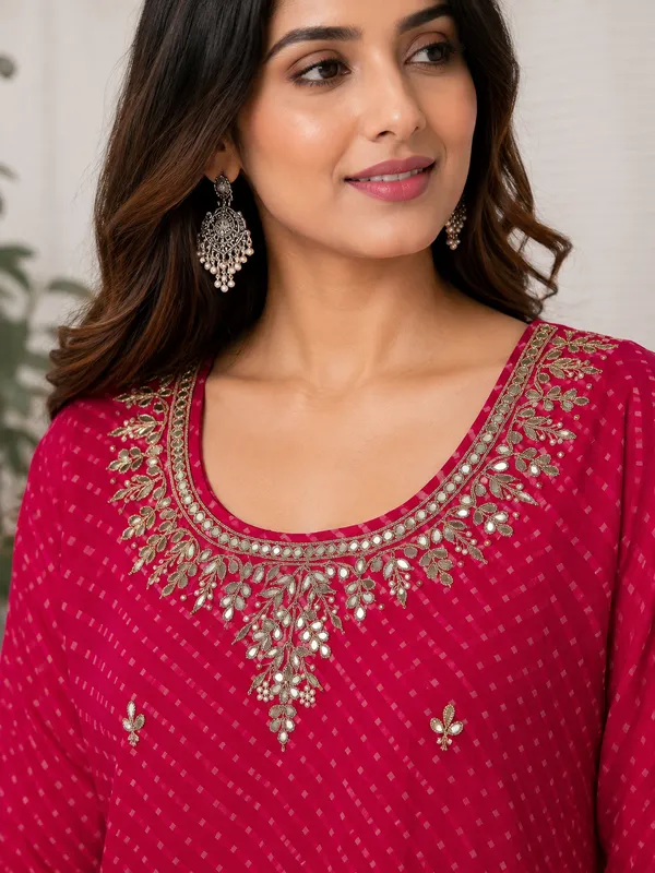 Pink_Georgette_With_Cotton_Lining_Kurta_Set_For_Women
