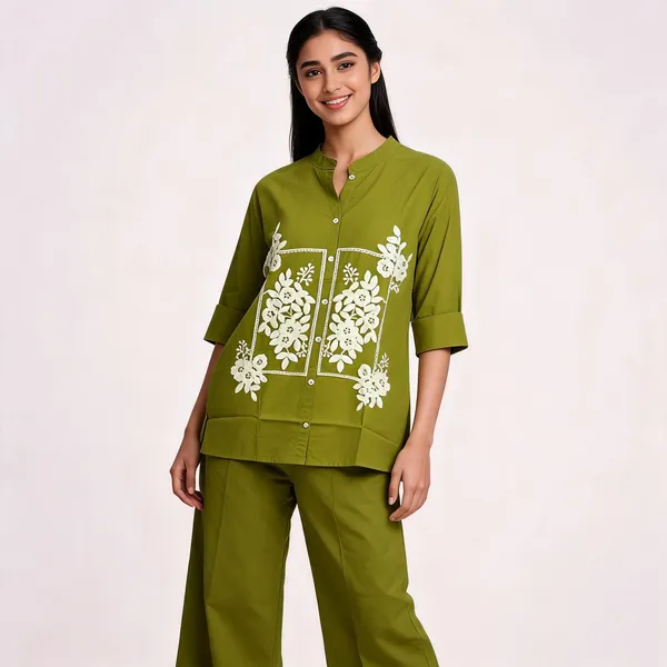 Green_Cotton_Kurta_Co-Ords_Set_For_Women