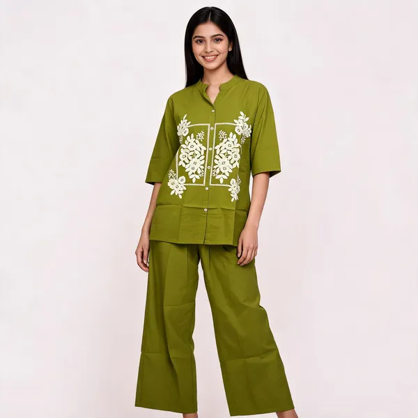 Green_Cotton_Kurta_Co-Ords_Set_For_Women