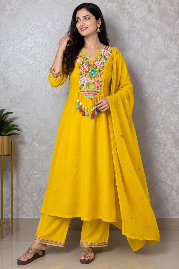 Yellow_Mul_Cotton_With_Lining_Kurta_Set_For_Women