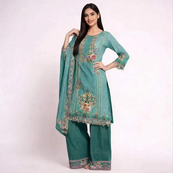 Green_Viscose_Crepe_Kurta_Set_For_Women