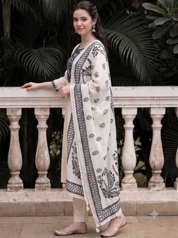 Women’s_Cream_&_Black_Printed_Kurta_Pant_Dupatta_Set_|_Stylish_Ethnic_Wear_|_Jaipuri_Dhage