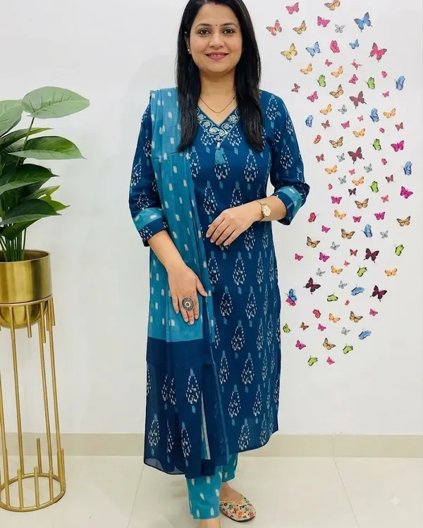 Blue_Cotton_Kurta_Set_For_Women