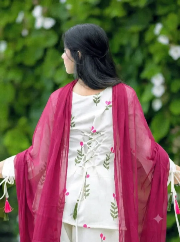 Women’s_White_Floral_Printed_Cotton_Kurta_Patiala_Set_with_Pink_Dupatta