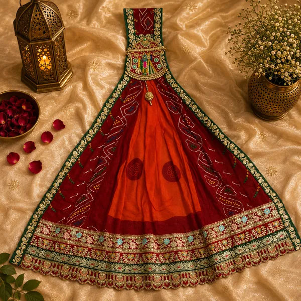 Red_Georgette_Brooch_Pila_For_Women