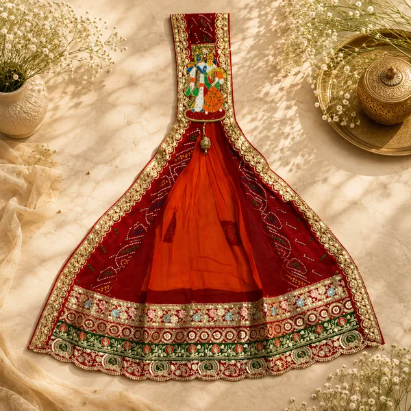 Red_Georgette_Brooch_Pila_For_Women