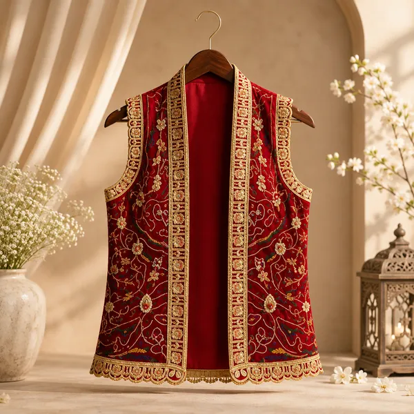 Red_Georgette_Chunri_Shrug_For_Women
