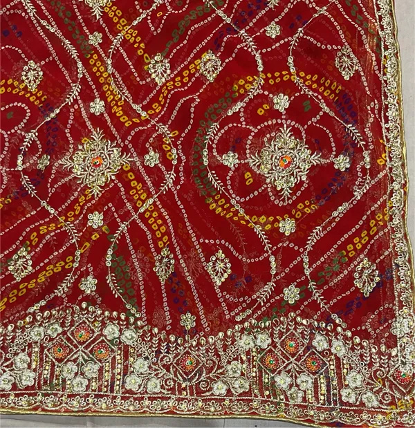 Red_Georgette_Chunri_1_Paat_Jaal_Work_For_Women