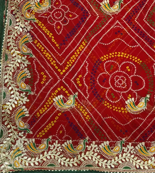 Red_Georgette_Chunri_1_Paat_Jaal_Work_For_Women