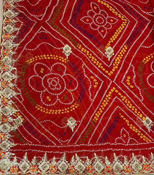 Red_Georgette_Chunri_1_Paat_Jaal_Work_For_Women