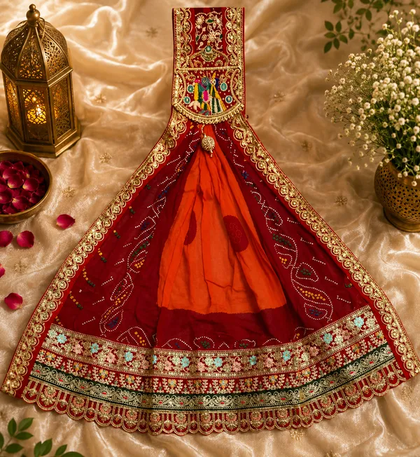 Red_Georgette_Brooch_Pila_For_Women