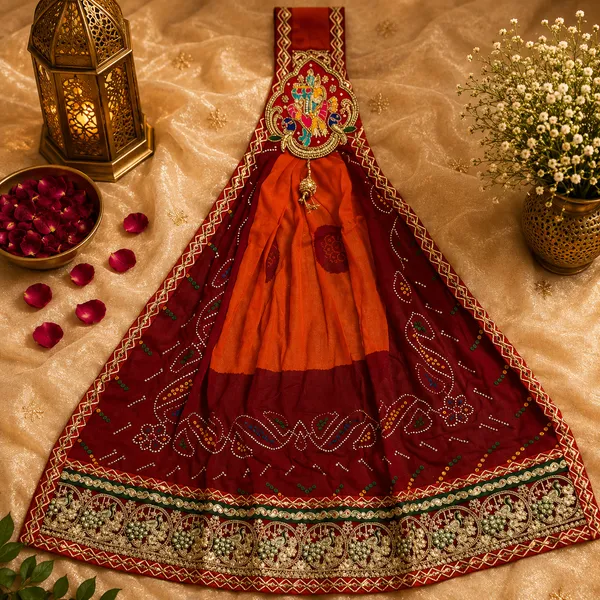 Maroon_Georgette_Brooch_Pila_For_Women