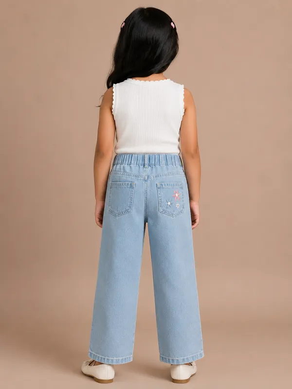 100%_Cotton_Denim_Wide-Leg_Jeans_with_Floral_Embroidery_&_Elasticated_Waist
