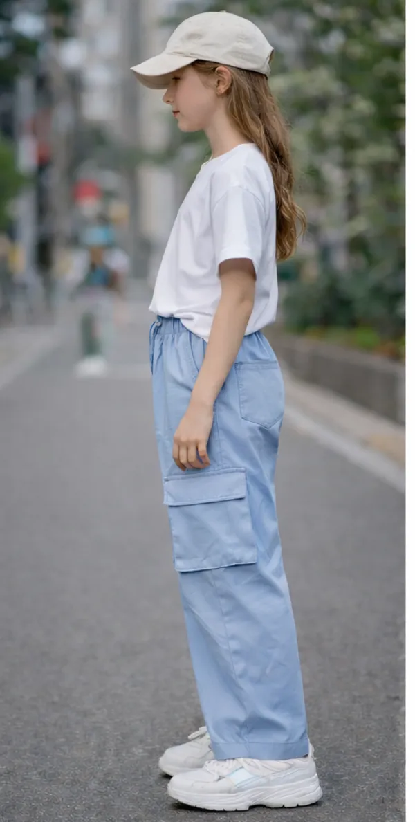 Blue_Cotton_Elastic_Waist_Pull-On_Trousers_For_Girls