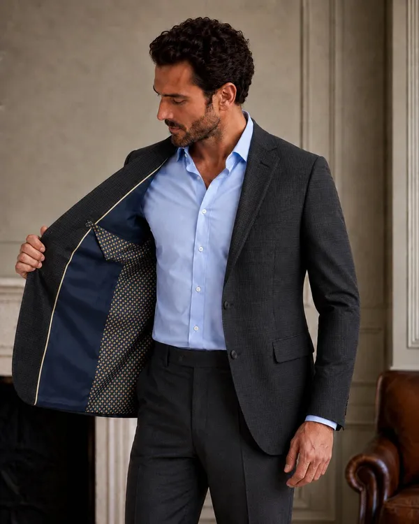 Checked_Notched_Lapel_Single-Breasted_Tailored_Fit_Blazers