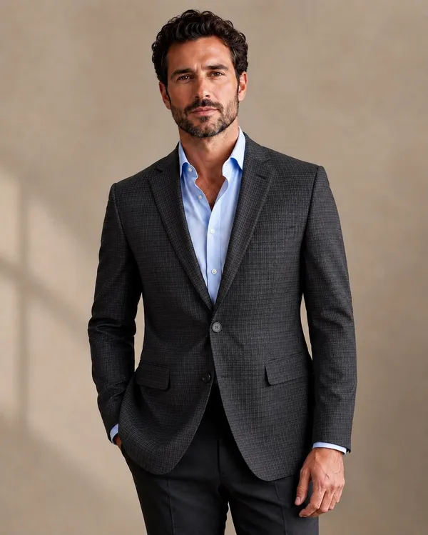 Checked_Notched_Lapel_Single-Breasted_Tailored_Fit_Blazers