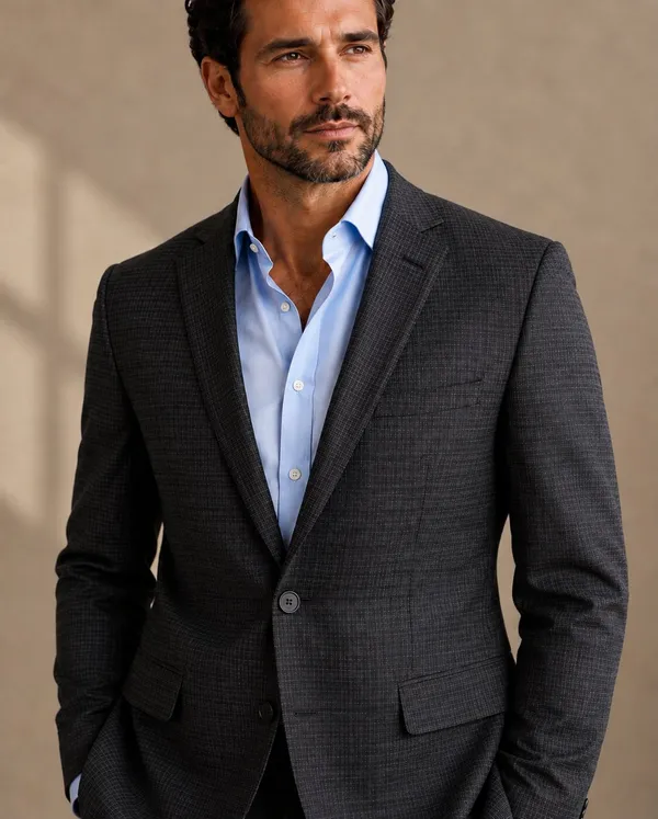 Checked_Notched_Lapel_Single-Breasted_Tailored_Fit_Blazers