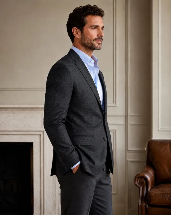 Checked_Notched_Lapel_Single-Breasted_Tailored_Fit_Blazers