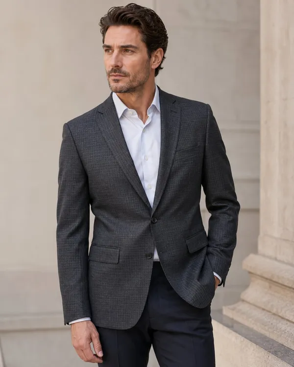 Checked_Notched_Lapel_Single-Breasted_Tailored_Fit_Blazers