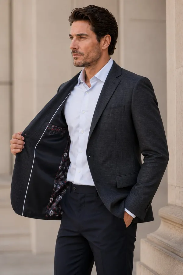 Checked_Notched_Lapel_Single-Breasted_Tailored_Fit_Blazers