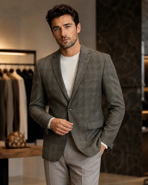 Checked_Notched_Lapel_Single-Breasted_Tailored_Fit_Blazers