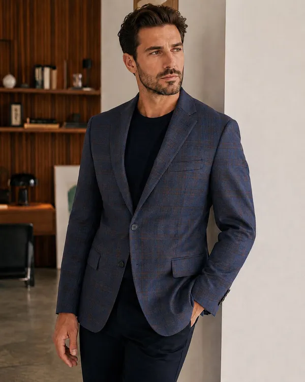 Checked_Notched_Lapel_Single-Breasted_Tailored_Fit_Blazers