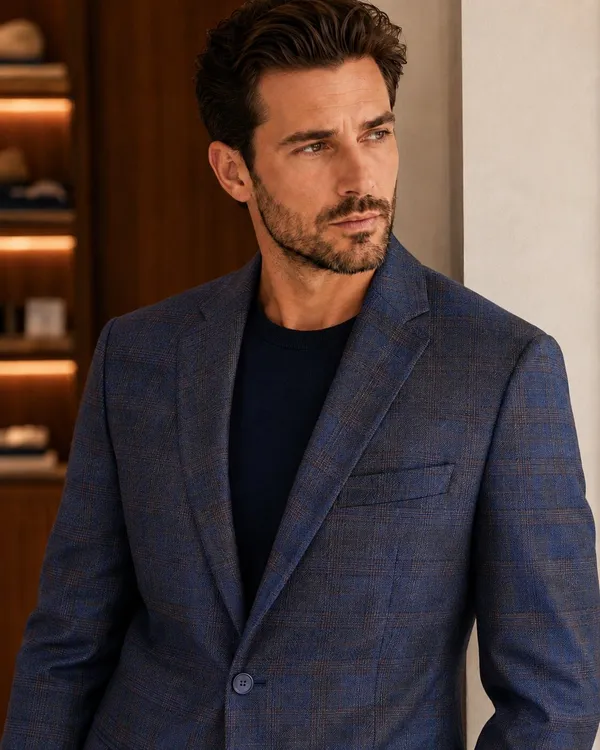 Checked_Notched_Lapel_Single-Breasted_Tailored_Fit_Blazers