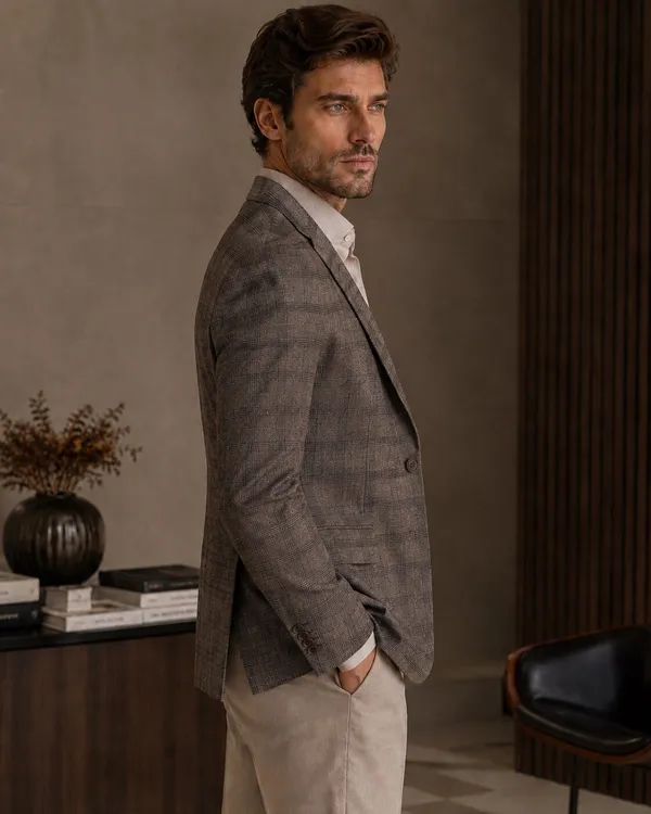 Checked_Notched_Lapel_Single-Breasted_Tailored_Fit_Blazers