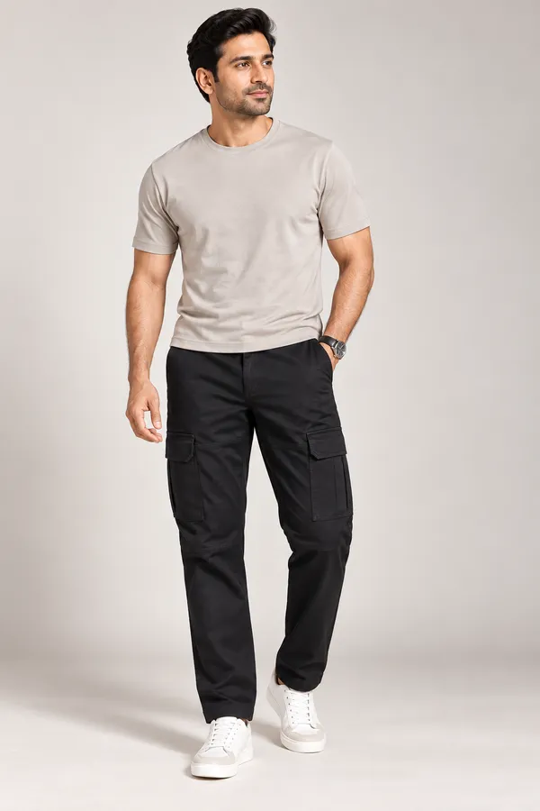 Classic_Black_Stretch_Cotton_Cargo_Trousers_�_Straight_Fit