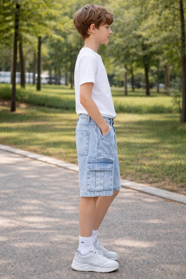 Blue_Denim_Regular_Fit_Cargo_Shorts_For_Boys