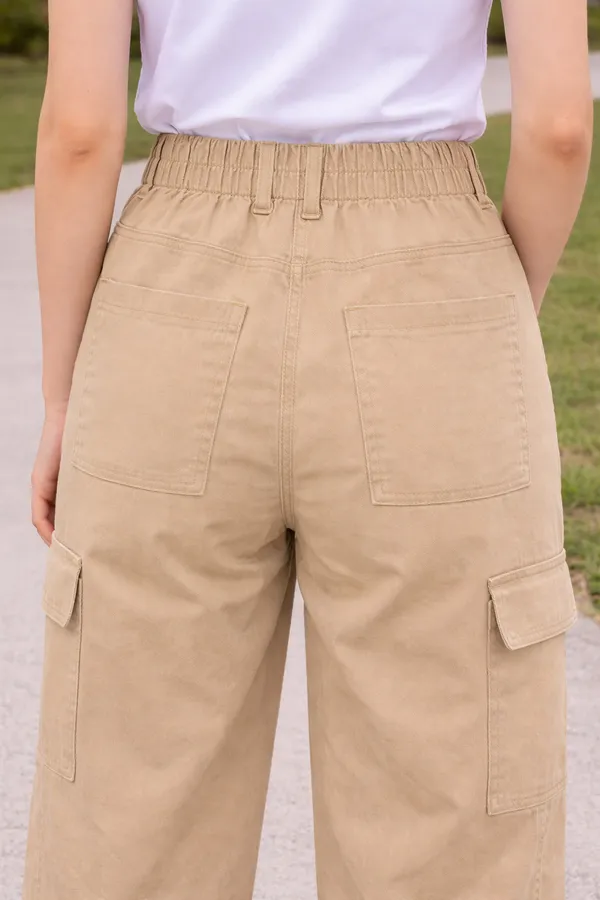 Beige_Cotton_Wide_Leg_Cargo_Trousers_For_Girls