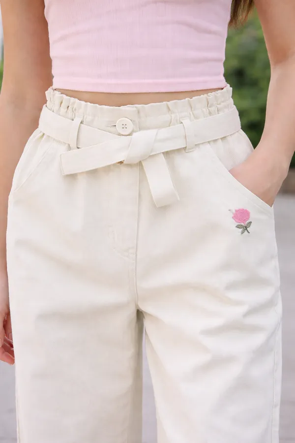 Off_White_Cotton_Paperbag_Waist_Wide_Leg_Trousers_For_Girls