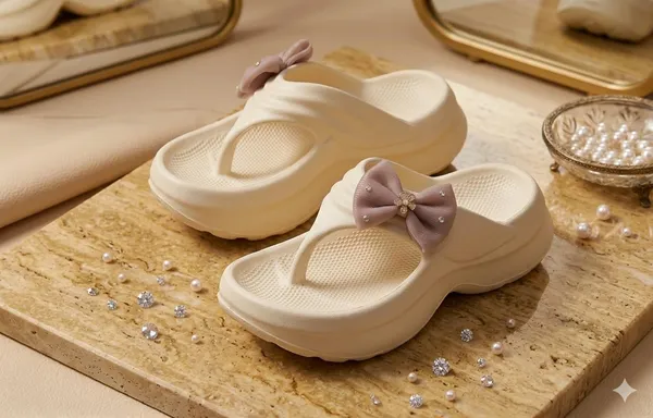 Cream_EVA_Thick_Sole_Bow_Flip_Flops