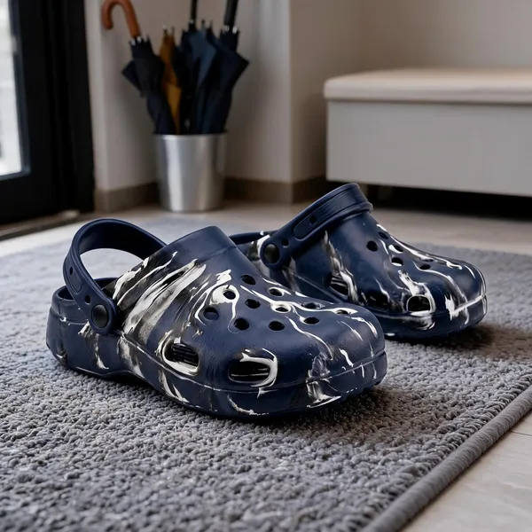 Navy_Blue_Marble_Print_Rubber_Clogs