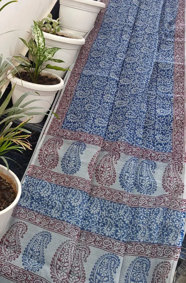 Khaat_Trends_Kota_Doria_Hand_Block_Printed_Saree_With_Blouse