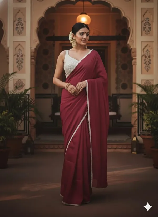 Georgette_Saree_With_Pearl_Border