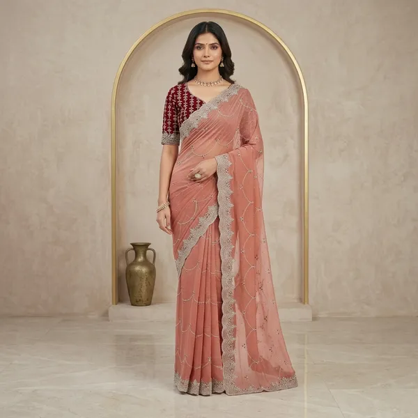 Pure_Silk_Traditional_Wedding_Saree_With_Zari_Work_And_Temple_Border_Design
