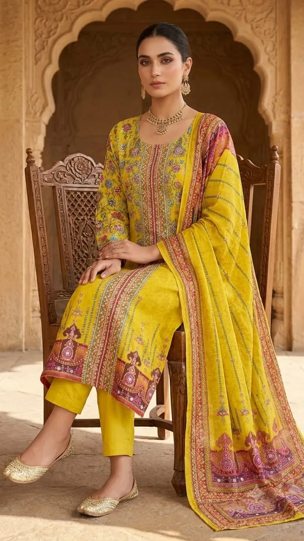 Yellow_Muslin_Silk_Printed_Embroidered_Straight_Kurta_Set_For_Women
