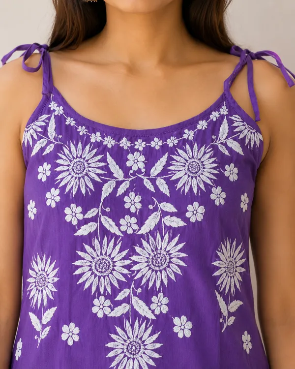 Purple_Rayon_Chikankari_Sleeveless_Kurta_Set_For_Women