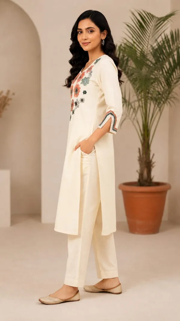 White_Cotton_Embroidered_Straight_Kurta_Pant_Set_For_Women