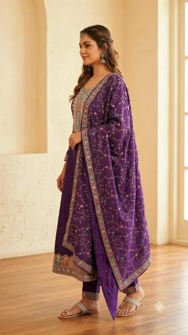 Purple_Chanderi_Silk_Embroidered_Anarkali_Suit_Set_For_Women