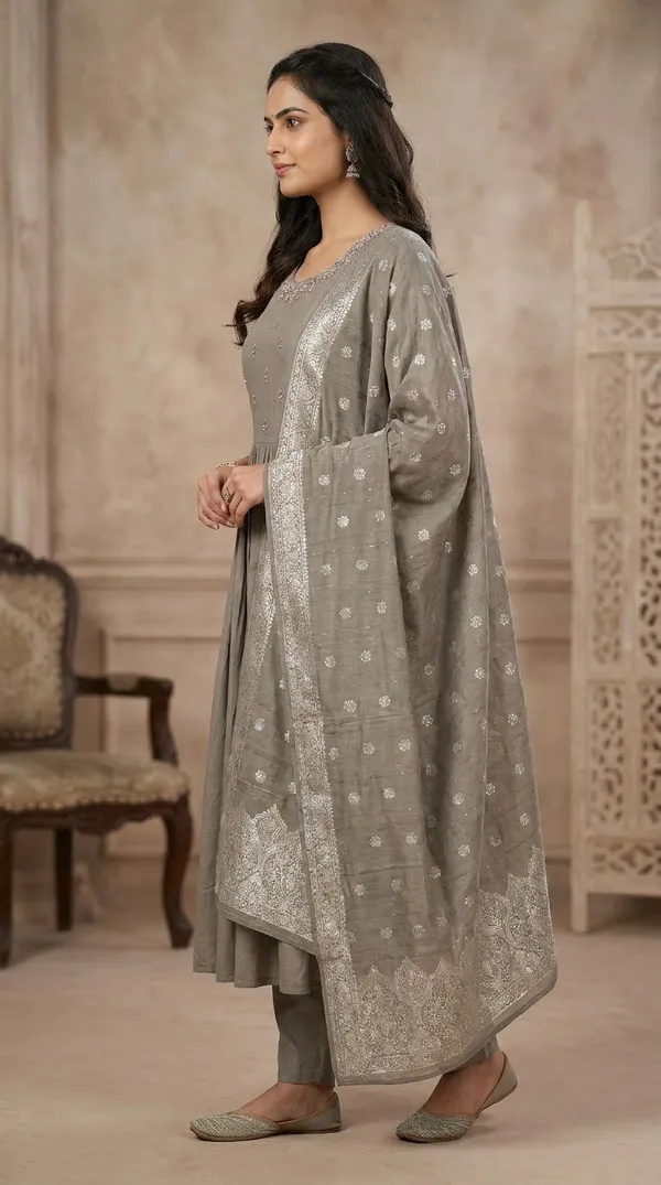 Grey_Chanderi_Silk_Embroidered_Anarkali_Suit_Set_For_Women
