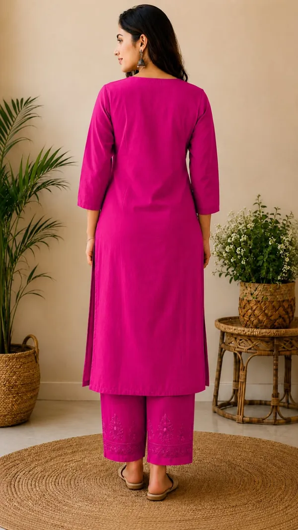 Pink_Chanderi_Chanderi_Chikankari_Kurti_Pant_Set_For_Women