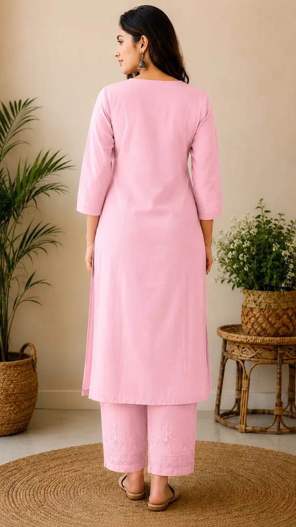 Pink_Chanderi_Chanderi_Chikankari_Kurti_Pant_Set_For_Women