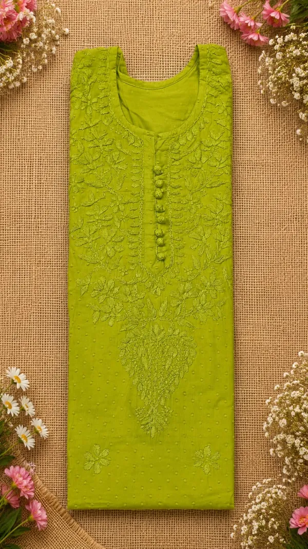 Green_Rayon_Chikankari_Kurti_Palazzo_Set_For_Women